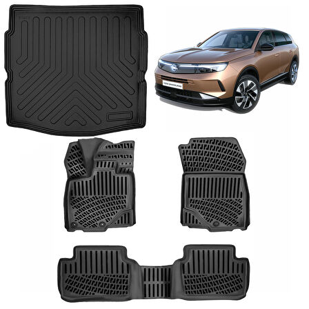 Rizline Opel Grandland MHEV Hybrit 2025 ve Sonrası 3D Havuzlu Paspas ve Alt  Bagaj Havuzu Set