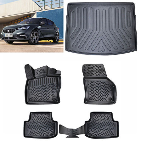 Rizline Seat Leon 2020 ve Sonrası e-Hyrbrid 3D Paspas ve Bagaj Havuzu Set
