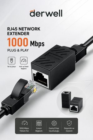 RJ45 Dişi Dişi Ara Bağlantı Aparatı 1000 Mbps Gigabit Ethernet Kablo Uzatma Konnektörü Cat5 Cat6 Cat7 Cat8 Uyumlu Ağ Çoklayıcı Ethernet Birleştirici Adaptör Jak Çoğaltıcı Dönüştürücü