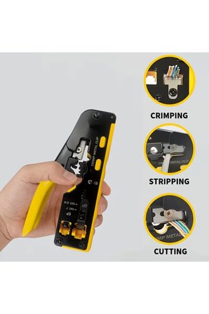 Profesyonel RJ45 RJ11 Ethernet Kablo Sıkma Pensesi Cat5 Cat6 Cat7 Kablo Soyucu Kesici Ezme Pense Takımı Metal Klipsli Ağ Bilgisayar İnternet Bağlantı Kurulum Montaj Jak Çakma Aleti