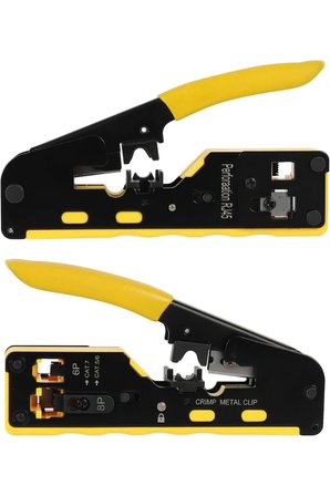 Profesyonel RJ45 RJ11 Ethernet Kablo Sıkma Pensesi Cat5 Cat6 Cat7 Kablo Soyucu Kesici Ezme Pense Takımı Metal Klipsli Ağ Bilgisayar İnternet Bağlantı Kurulum Montaj Jak Çakma Aleti