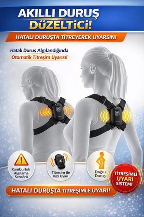Akıllı Duruş Düzeltici Korse Ayarlanabilir – Titreşim Uyarılı Postür Destekleyici Sırt Dikleştirici Kamburluk Önleyici Cihaz