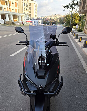 MOTOCAM RKS Lince 125 Siperlik Ön Cam 2021-2025 Model 55cm Füme Renkli 4mm KISA SPOR CAM