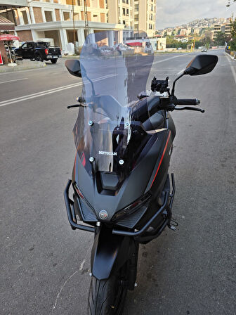 MOTOCAM RKS Lince 125 Siperlik Ön Cam 2021-2025 Model 55cm Füme Renkli 4mm KISA SPOR CAM