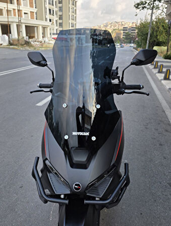 MOTOCAM RKS Lince 125 Siperlik Ön Cam 2021-2025 Model 55cm Siyah Renkli 4mm KISA SPOR CAM