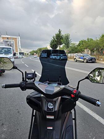 MOTOCAM RKS Lince 125 Siperlik Ön Cam 2021-2025 Model 55cm Siyah Renkli 4mm KISA SPOR CAM