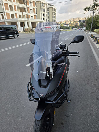 MOTOCAM RKS Lince 125 Siperlik Ön Cam 2021-2025 Model 65cm Füme Renkli 4mm ORTA BOYLU