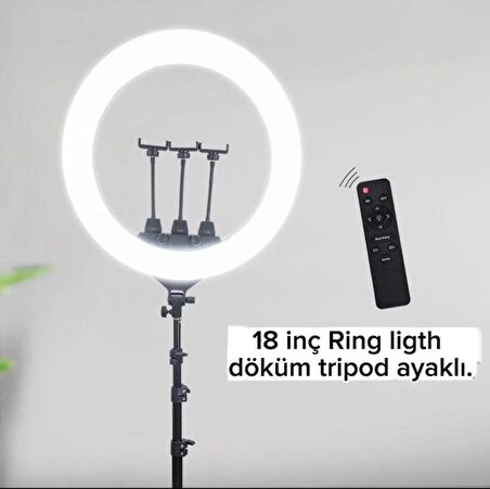 18 Inç Ring Light Youtuber Makyaj Güzellik 5500k 48w Kuaför Kit Çantalı Ve Kumandalı