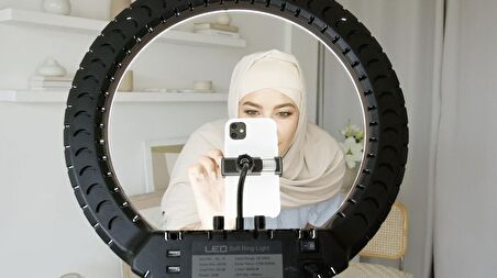 18 Inç Ring Light Youtuber Makyaj Güzellik 5500k 48w Kuaför Kit Çantalı Ve Kumandalı