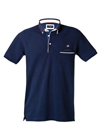 POLOKOTON %100 Pamuk Lacivert Polo Yaka Cepli Gömlek Yaka Erkek Kısa Kollu T-Shirt – Şık ve Nefes Alabilen Yazlık Tasarım