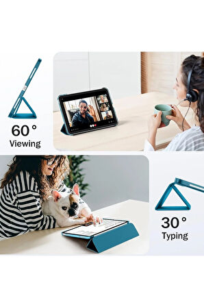 İpad 11.Nesil A16 A3354 /A3355 /A3356 İle Uyumlu Uyku Modlu Yatay Standlı Sert Smart Tablet Kılıfı