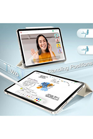 İpad 11.Nesil A16 A3354 /A3355 /A3356 İle Uyumlu Uyku Modlu Yatay Standlı Sert Smart Tablet Kılıfı