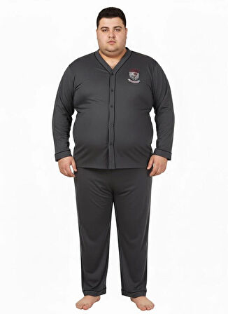 Battal Büyük Beden Önden Düğmeli Pamuklu Erkek Pijama Takımı