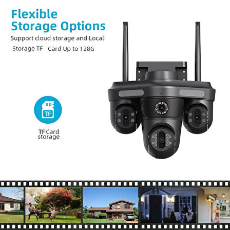 4 Kameralı 16MP 3 PTZ Dönebilen Wifi Sesli Kamera