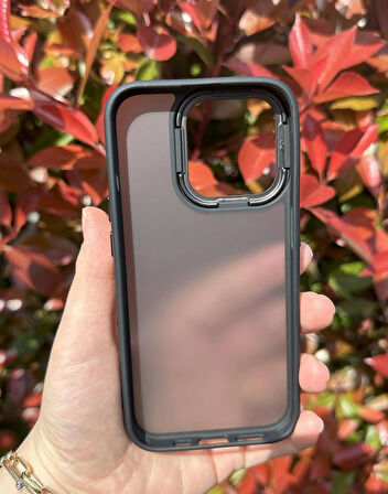 iPhone 15 Pro Uyumlu Kaliteli Sararmaz Siyah - Şeffaf  Kılıf - Kırılmaz Cam Hediyeli