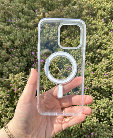 iphone 15 Pro Max Uyumlu Şeffaf Magsafe özellikli Kaliteli Sararmaz Şeffaf Kılıf - Kırılmaz Cam Hediyeli