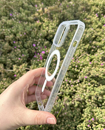 iphone 15 Pro Max Uyumlu Şeffaf Magsafe özellikli Kaliteli Sararmaz Şeffaf Kılıf - Kırılmaz Cam Hediyeli