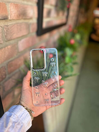 Samsung Galaxy A36 5G Uyumlu Fiyonk ve İncili Kaliteli Şeffaf Kılıf - Kırılmaz Cam Hediyeli
