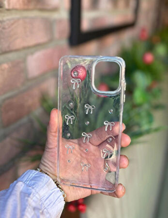 Samsung Galaxy A06 Uyumlu Fiyonk ve İncili Kaliteli Şeffaf Kılıf - Kırılmaz Cam Hediyeli