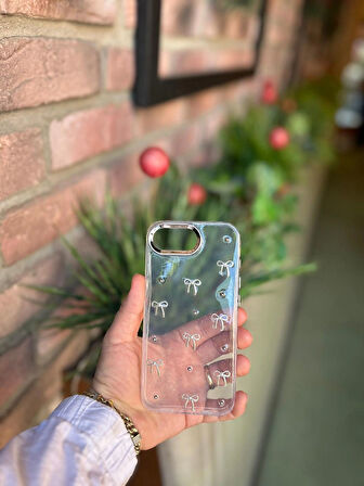 iPhone 16E Uyumlu Fiyonk ve İncili Kaliteli Şeffaf Kılıf - Kırılmaz Cam Hediyeli