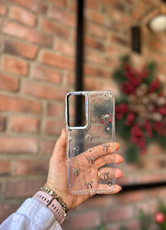 Samsung Galaxy A26 5G Uyumlu Fiyonk ve İncili Kaliteli Şeffaf Kılıf - Kırılmaz Cam Hediyeli