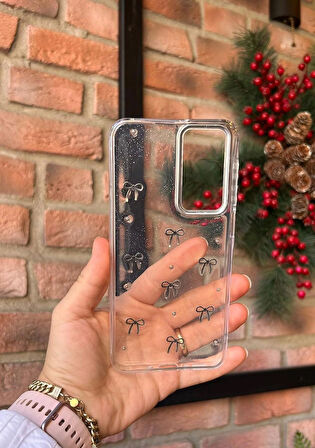 Samsung Galaxy A26 5G Uyumlu Fiyonk ve İncili Kaliteli Şeffaf Kılıf - Kırılmaz Cam Hediyeli