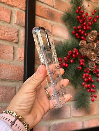 iPhone 16 Uyumlu Fiyonk ve İncili Kaliteli Şeffaf Kılıf - Kırılmaz Cam Hediyeli