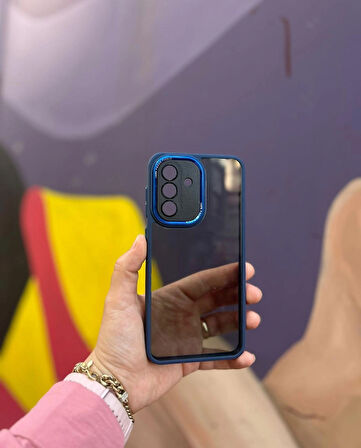 Samsung Galaxy A36 5G Uyumlu Kaliteli Sararmaz Mavi-Şeffaf Kılıf - Kırılmaz Cam Hediyeli