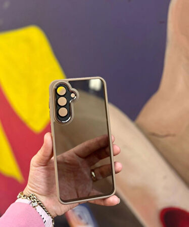 Samsung Galaxy A36 5G Uyumlu Kaliteli Sararmaz Bej-Şeffaf Kılıf - Kırılmaz Cam Hediyeli