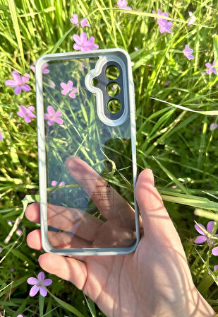 Samsung Galaxy A36 5G Uyumlu Kaliteli Sararmaz Gri-Şeffaf Kılıf - Kırılmaz Cam Hediyeli