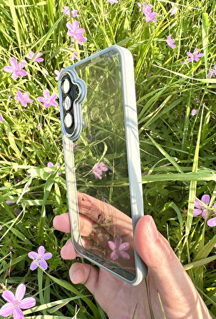 Samsung Galaxy A36 5G Uyumlu Kaliteli Sararmaz Gri-Şeffaf Kılıf - Kırılmaz Cam Hediyeli