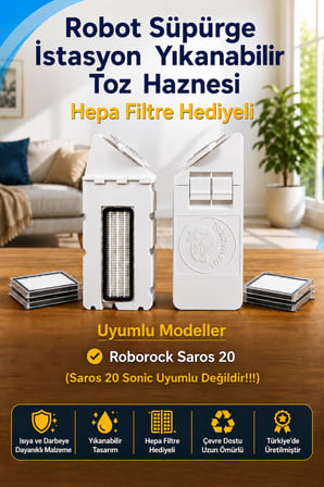 Roborock Saros 20 Uyumlu Yıkanabilir Yeniden Kullanılabilir Robot Süpürge Haznesi