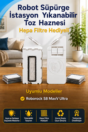 Roborock S8 MaxV Ultra Uyumlu Yıkanabilir Yeniden Kullanılabilir Robot Süpürge Haznesi