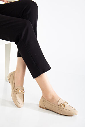 Suins Rody Hakiki Deri Taş Detaylı Kadın Babet Ayakkabı