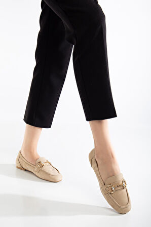 Suins Rody Hakiki Deri Taş Detaylı Kadın Babet Ayakkabı