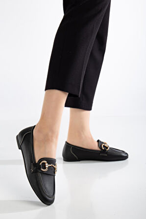 Suins Rody Hakiki Deri Taş Detaylı Kadın Babet Ayakkabı