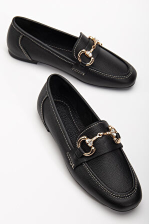 Suins Rody Hakiki Deri Taş Detaylı Kadın Babet Ayakkabı