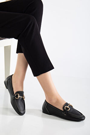 Suins Rody Hakiki Deri Taş Detaylı Kadın Babet Ayakkabı