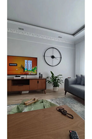 Siyah XXL 120 cm ROMA RAKAMLI Modern Dekoratif Metal Duvar Saati