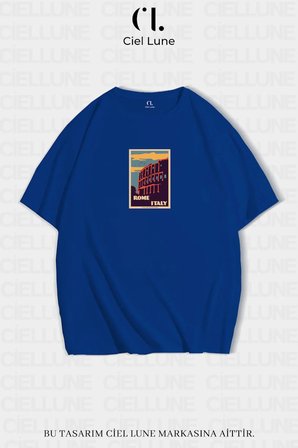 Nevermind Unisex Rome Italy Baskılı Oversize Tişört