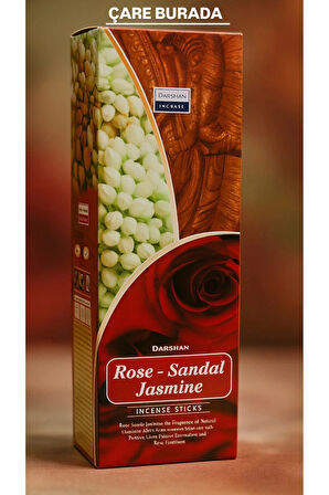 Darshan Incense - Rose & Sandal & Jasmine 20'li Çubuk Tütsü (Gül & Sandal & Yasemin)