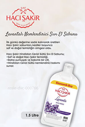 Hacı Şakir Hindistan Cevizi Sıvı El Sabunu 1500 ml, Zeytinyağlı 2si 1 Arada Şampuan 500 ml ve ROSIE