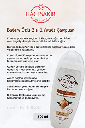 Hacı Şakir Lavanta Dinlendirici Sıvı Sabun 300 ml, Bademli Şampuan 500 ml ve ROSIE