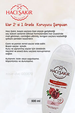 Hacı Şakir Nar 2si 1 Arada Şampuan 500 ml, Lavanta Kokulu Banyo Sabunu 4 x 150 gr ve ROSIE