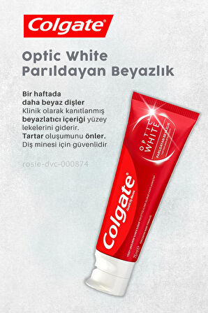 Colgate Optic White 50 ml Diş Macunu,  360 Charcoal Gold Diş Fırçası, H. Şakir Narlı Şampuan 500 ml ve ROSIE