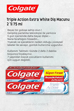 Colgate  Extra White Diş Macunu 2 x 75 ml,  360 Charcoal Gold Diş Fırçası, H. Şakir Narlı Şampuan 500 ml ve ROSIE