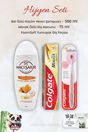 Colgate Misvak Özlü Diş Macunu 75 ml,  FoamSoft Diş Fırçası, H.Şakir Ballı Şampuan 500 ml