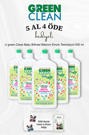 U green Clean Bebek Bitkisel Biberon Emzik Temizleyici 500 ml 5 Al 4 Öde ve Rosie Pamuk