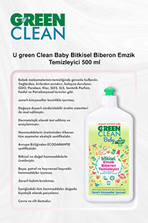 U green Clean Bebek Bitkisel Biberon Emzik Temizleyici 500 ml 5 Al 4 Öde ve Rosie Pamuk