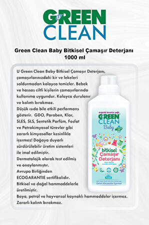 Green Clean Bebek Bitkisel Çamaşır Deterjanı 1000 ml 5 Al 4 Öde ve Rosie Pamuk